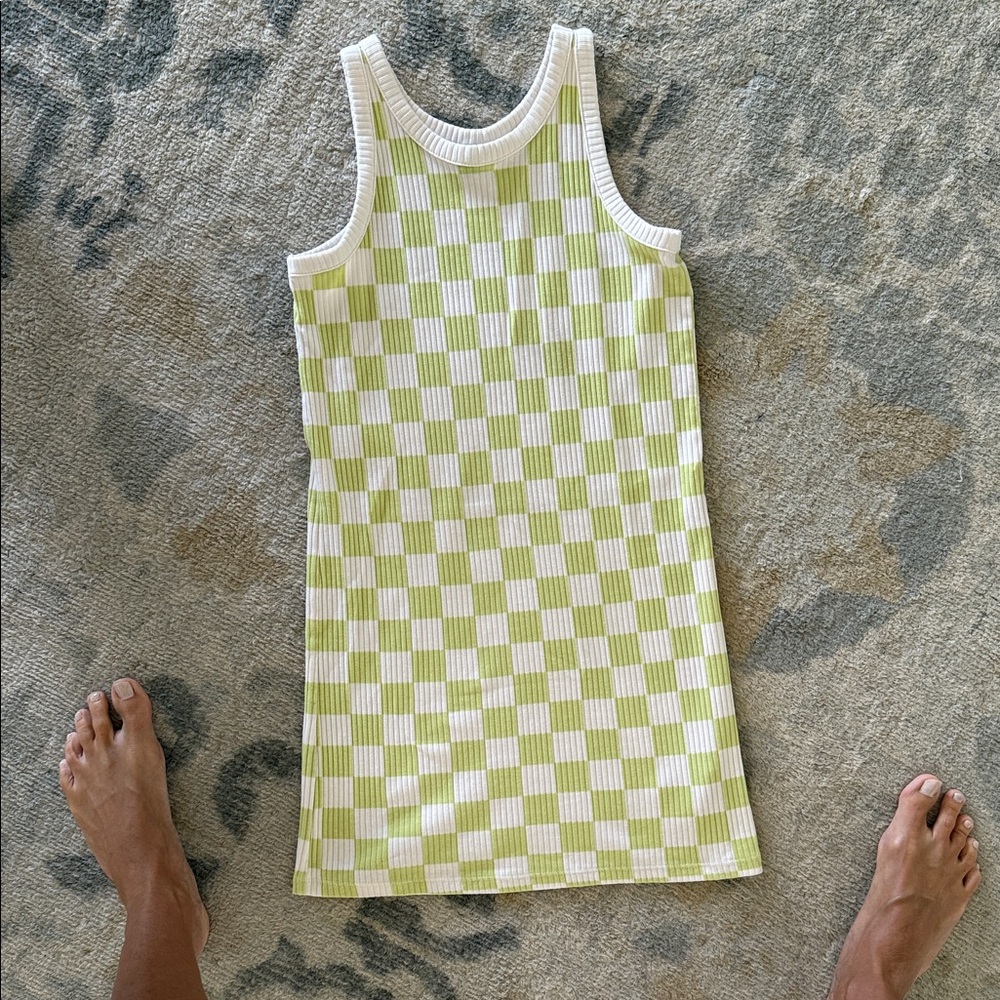 Old Navy Kids Dress in Lime and White Check